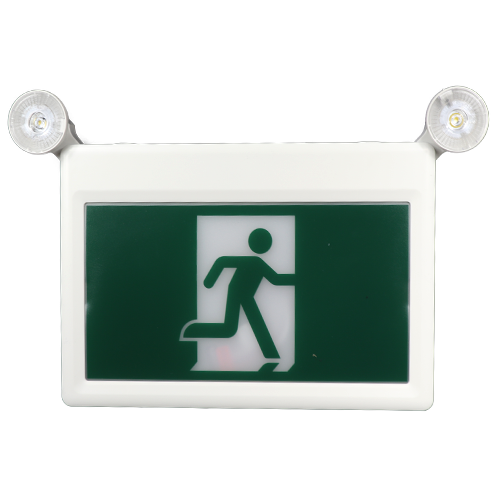 Running Man Exit Sign with 2 Heads Combo