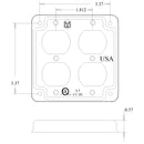 4" Square 1/2" Raised - 2 Duplex