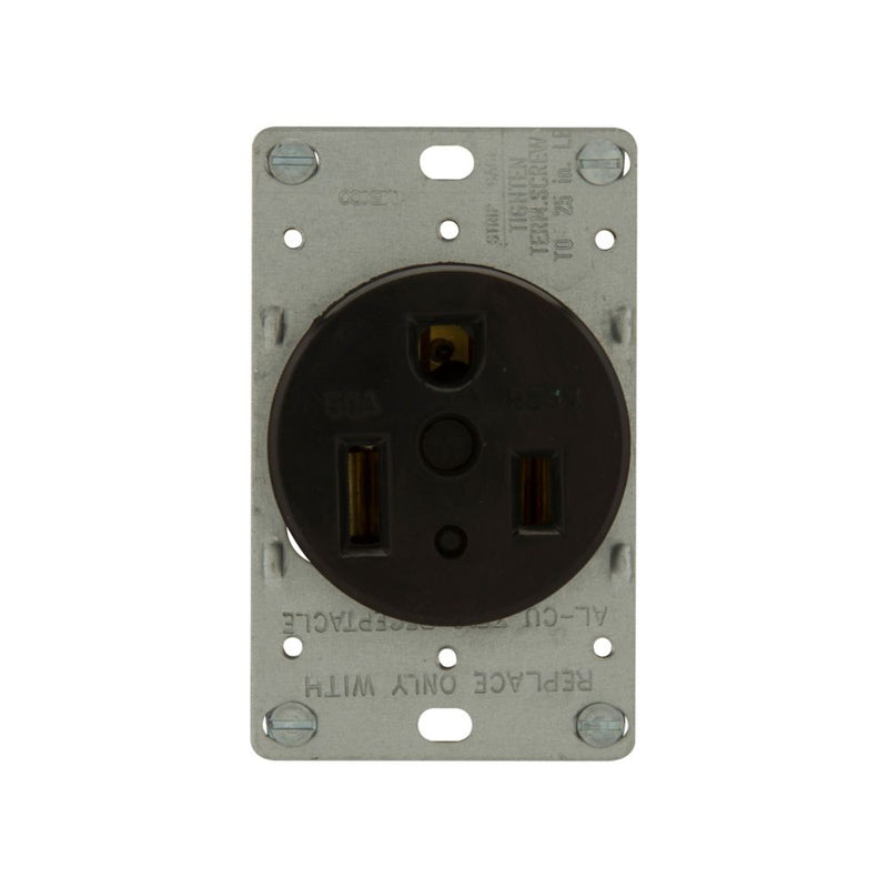 Receptacle Single Flush 50A 250V 2P3W Cooper 25/BX