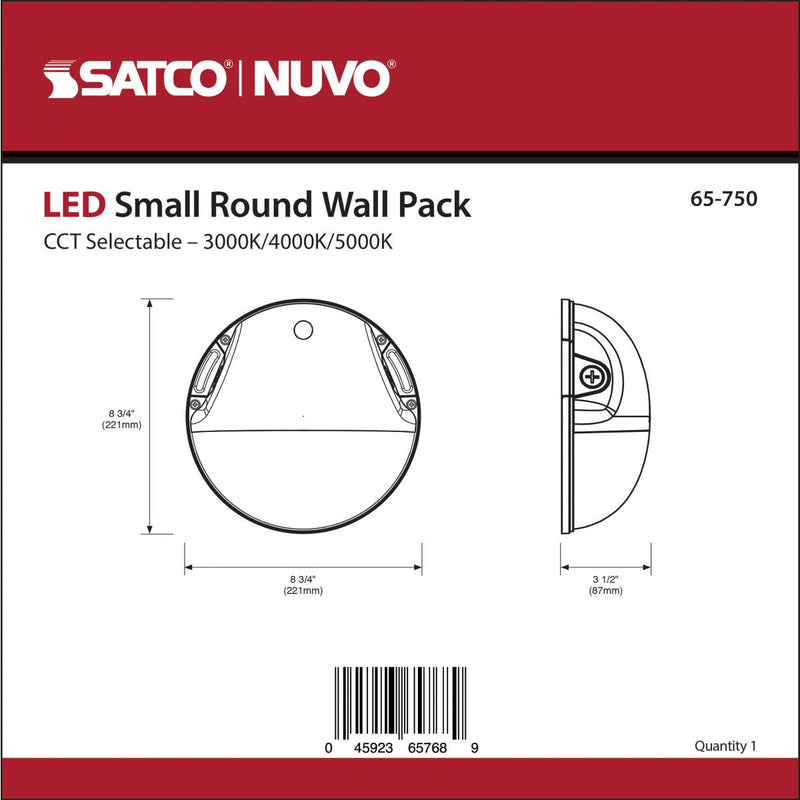 Satco: LED Small Round Wall Pack; 20W; 3CCT ; By passable Photocell; 120-277V