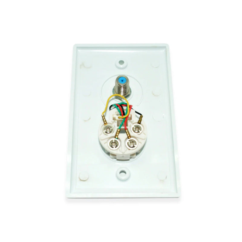 Cable and Tel Jack Single Wall plate