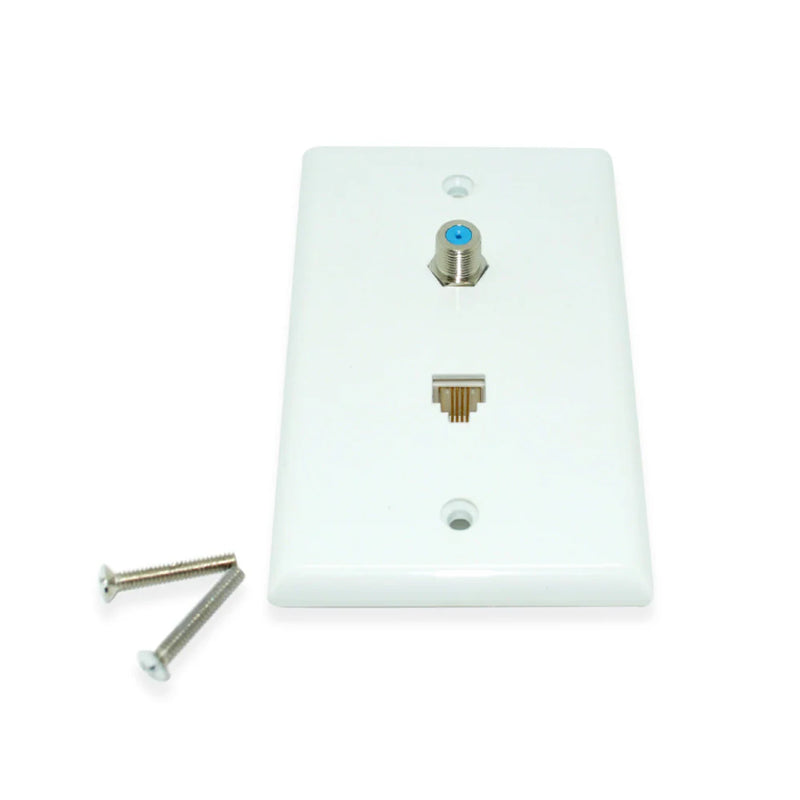 Cable and Tel Jack Single Wall plate