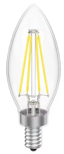 LED Candle Filament 5.5W | 3000K | Candelabra Base (E12) | 120V | Dimmable, 500L