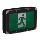Kora LED Running Man Exit with Battery Back Up, 120/347V, Black, Wet Location : KEX100WP