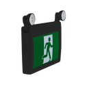 Kora LED Running Man Exit Sign with 2 Heads Combo, 1.2W*2, BK, 120V-347V, 120min : KEX180-BK