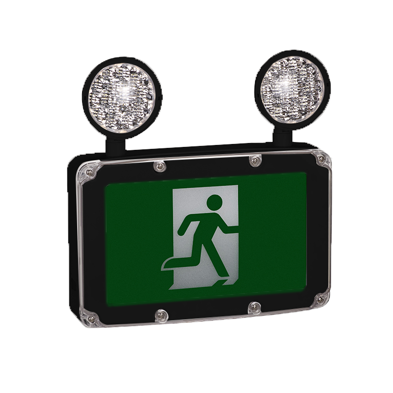 Kora LED Running Man Exit Sign with 2 Heads Combo, Black, 120/347V, 1.2W X 2 Lamp Heads : KEX180WP-BK