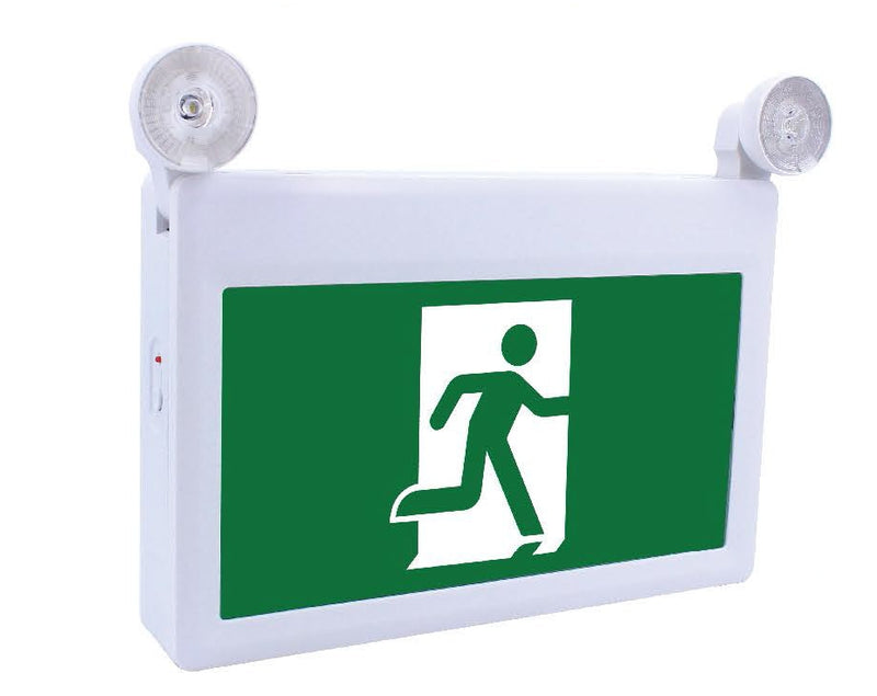 Running Man Exit Sign with 2 Heads Combo