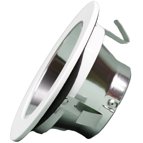 4" Alzak Chrome Reflector with White Trim For Low Voltage {MR16/GU10}