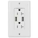 Dual USB Charger with 20A TR Decorative Receptacle 4.2A : SWD22020
