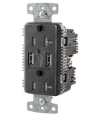 Dual USB Charger with 20A| 125V  TR Decorative Receptacle 4.2A Black : SWD22022
