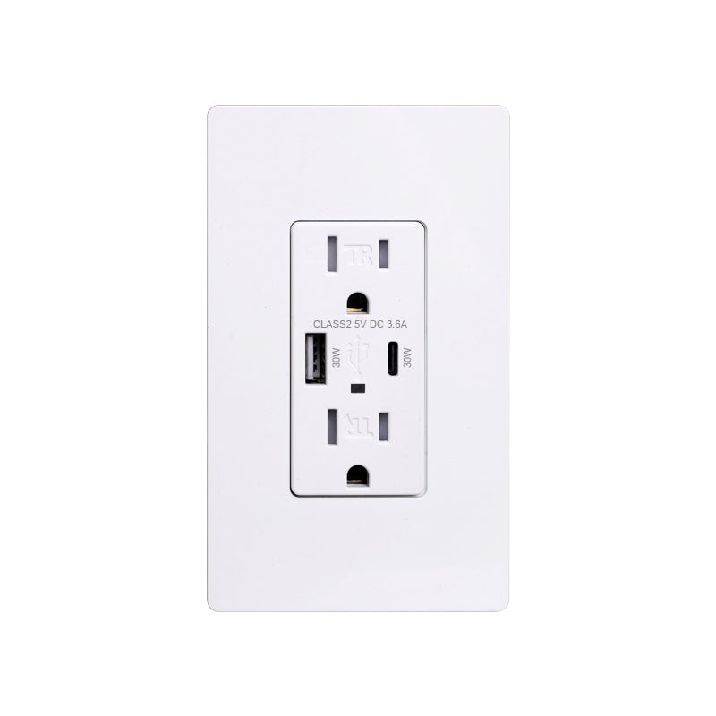 USB 30W Receptacle Type A+C, 15A 120V : SWD22030