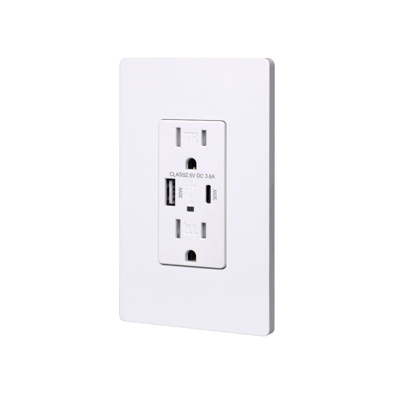 USB 30W Receptacle Type A+C, 15A 120V : SWD22030