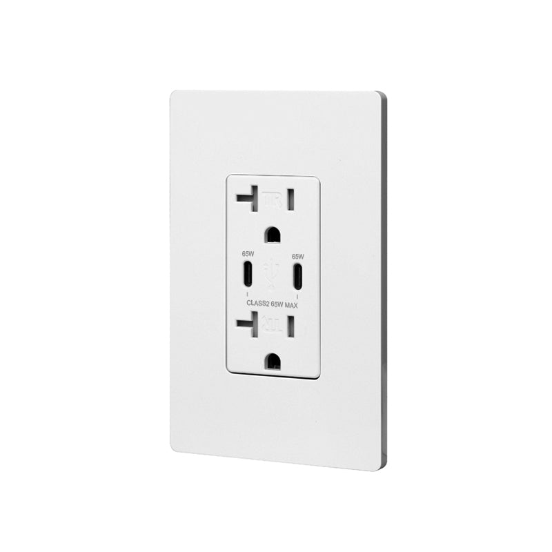 USB 65W Receptacle Type C+C, 20A 120V : SWD22065