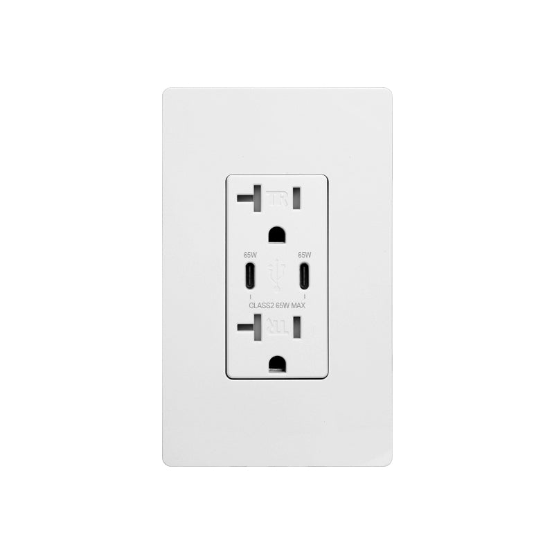 USB 65W Receptacle Type C+C, 20A 120V : SWD22065