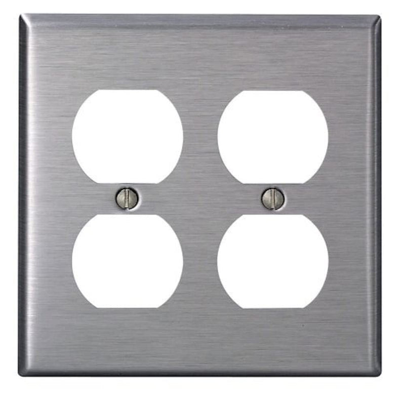 Two Gang Duplex Receptacle Plate Stainless Steel