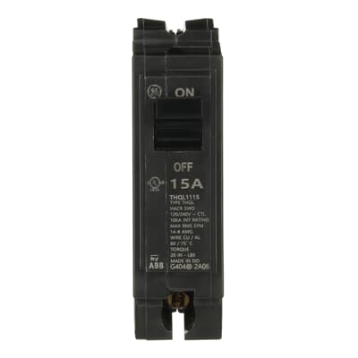 GE 15 Amp Single Pole Circuit Breaker