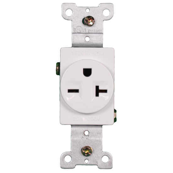Standard Single Receptacle 20A 250V AC WH